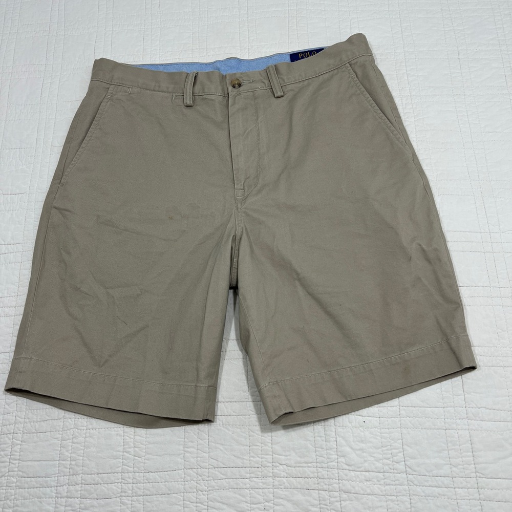 Polo Ralph Lauren Mens 32 Khaki Tan Stretch Classic Fit Chino Shorts 9 Inseam
